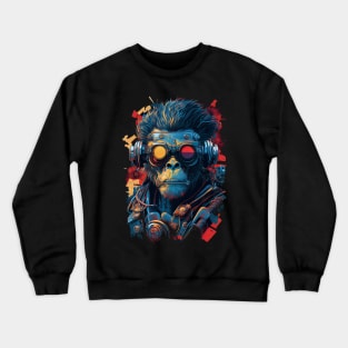 Anime Cyber Ape (Sci-Fi Ape Vintage Retro Future Design Cyberpunk Space Ape) Crewneck Sweatshirt